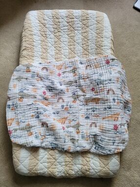 Two cotton changing pad covers
